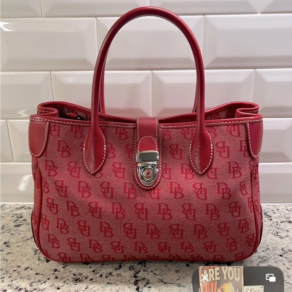 Dooney & Bourke Monogram Red Satchel Crossbody EUC